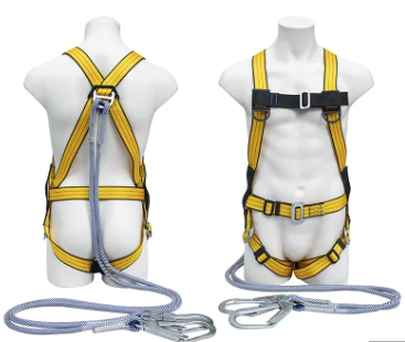 Fall Protection Full Body Harness with Shock Absorbing Lanyard