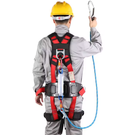 High Quality Full Body Yellow Safety Harness with Double Lanyard